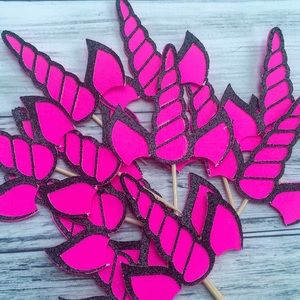 Pink & Black Unicorn Cupcake Toppers 💗🖤